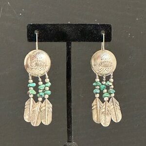 LHTC Sterling Silver Native American Earrings W/ Turquoise